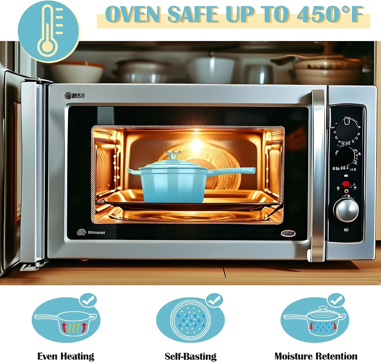 image:imageEfar 1Qt amp 2Qt Enameled Cast Iron Sauce Pan Set with Selfbasting Lids Small Heavy Duty Dutch Oven Pot for All Kitchen Stove InductionReady amp Easy Clean PinkLight Blue