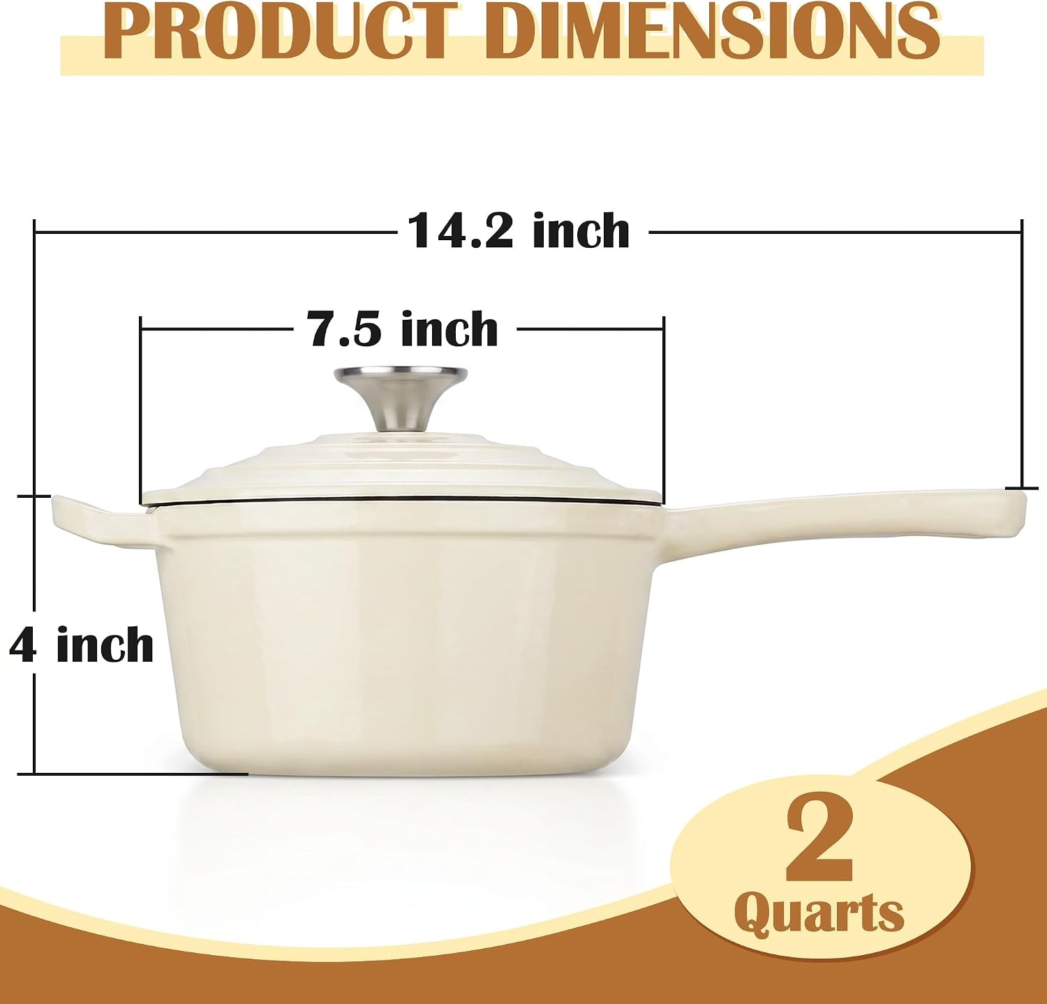 image:imageEfar 1Qt amp 2Qt Enameled Cast Iron Sauce Pan Set with Selfbasting Lids Small Heavy Duty Dutch Oven Pot for All Kitchen Stove InductionReady amp Easy Clean PinkCream