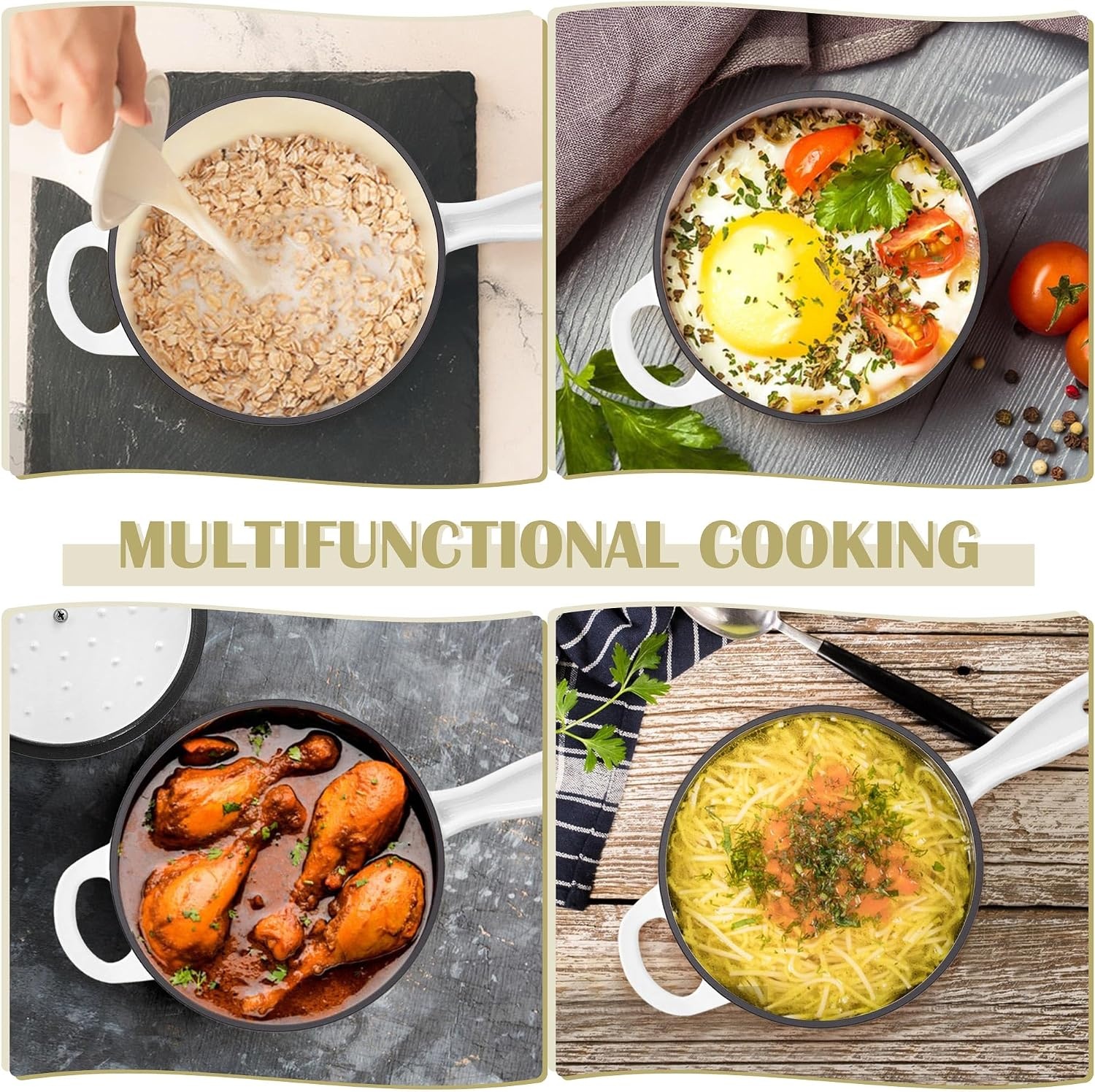 image:imageEfar 1Qt amp 2Qt Enameled Cast Iron Sauce Pan Set with Selfbasting Lids Small Heavy Duty Dutch Oven Pot for All Kitchen Stove InductionReady amp Easy Clean PinkWhite