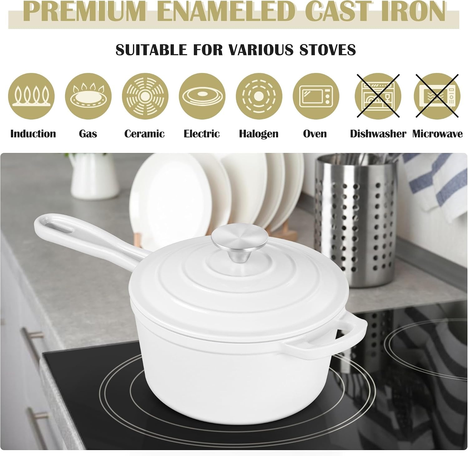 image:imageEfar 1Qt amp 2Qt Enameled Cast Iron Sauce Pan Set with Selfbasting Lids Small Heavy Duty Dutch Oven Pot for All Kitchen Stove InductionReady amp Easy Clean PinkWhite