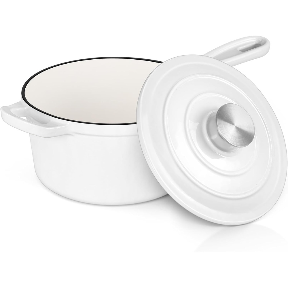 image:imageEfar 1Qt amp 2Qt Enameled Cast Iron Sauce Pan Set with Selfbasting Lids Small Heavy Duty Dutch Oven Pot for All Kitchen Stove InductionReady amp Easy Clean PinkWhite