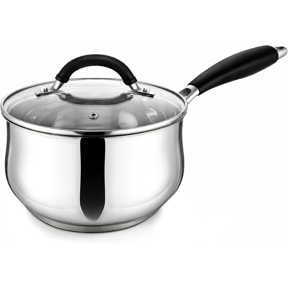 image:imageEfar 3 Quart Saucepan TriPly Base Stainless Steel Sauce Pot with Lid Small Milk Sauce Pan with StayCool Handle for Home Kitchen Cooking Compatible with All Cooktops Nontoxic Dishwasher Safe3 Quart