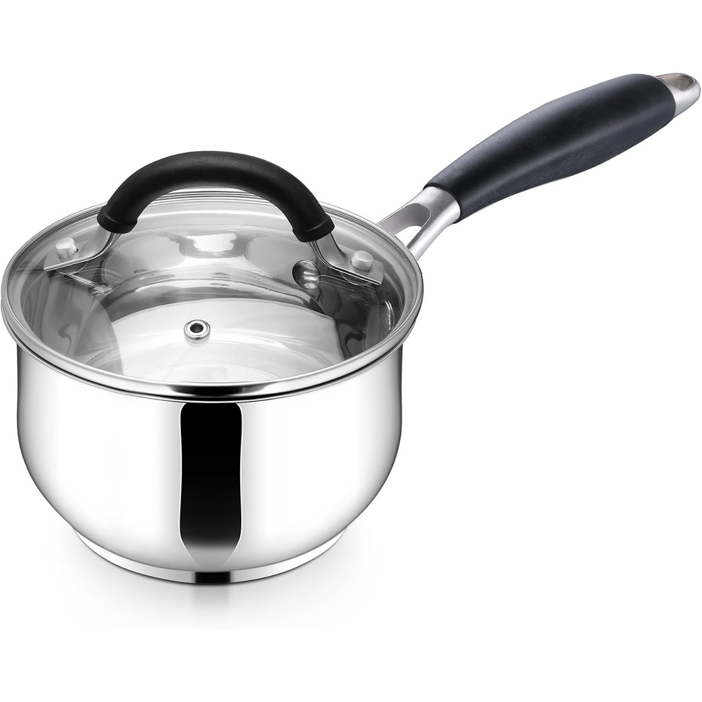image:imageEfar 3 Quart Saucepan TriPly Base Stainless Steel Sauce Pot with Lid Small Milk Sauce Pan with StayCool Handle for Home Kitchen Cooking Compatible with All Cooktops Nontoxic Dishwasher Safe1 Quart
