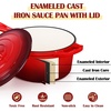 E-far 1Qt & 2Qt Enameled Cast Iron Sauce Pan Set with Self-basting Lids | Small Heavy Duty Dutch Oven Pot for All Kitchen Stove, Induction-Ready & Easy Clean, Pink(Red)