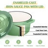 E-far 1Qt & 2Qt Enameled Cast Iron Sauce Pan Set with Self-basting Lids | Small Heavy Duty Dutch Oven Pot for All Kitchen Stove, Induction-Ready & Easy Clean, Pink(Pistachio Green)