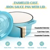 E-far 1Qt & 2Qt Enameled Cast Iron Sauce Pan Set with Self-basting Lids | Small Heavy Duty Dutch Oven Pot for All Kitchen Stove, Induction-Ready & Easy Clean, Pink(Light Blue)