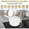 E-far 1Qt & 2Qt Enameled Cast Iron Sauce Pan Set with Self-basting Lids | Small Heavy Duty Dutch Oven Pot for All Kitchen Stove, Induction-Ready & Easy Clean, Pink(White)