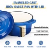 E-far 1Qt & 2Qt Enameled Cast Iron Sauce Pan Set with Self-basting Lids | Small Heavy Duty Dutch Oven Pot for All Kitchen Stove, Induction-Ready & Easy Clean, Pink(Deep Blue)