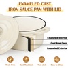 E-far 1Qt & 2Qt Enameled Cast Iron Sauce Pan Set with Self-basting Lids | Small Heavy Duty Dutch Oven Pot for All Kitchen Stove, Induction-Ready & Easy Clean, Pink(Cream)