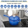 E-far 1Qt & 2Qt Enameled Cast Iron Sauce Pan Set with Self-basting Lids | Small Heavy Duty Dutch Oven Pot for All Kitchen Stove, Induction-Ready & Easy Clean, Pink(Deep Blue)