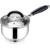 E-far 3 Quart Saucepan, Tri-Ply Base Stainless Steel Sauce Pot with Lid | Small Milk Sauce Pan with Stay-Cool Handle for Home Kitchen Cooking, Compatible with All Cooktops, Non-toxic, Dishwasher Safe(1 Quart)
