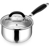 E-far 3 Quart Saucepan, Tri-Ply Base Stainless Steel Sauce Pot with Lid | Small Milk Sauce Pan with Stay-Cool Handle for Home Kitchen Cooking, Compatible with All Cooktops, Non-toxic, Dishwasher Safe(2 Quart)