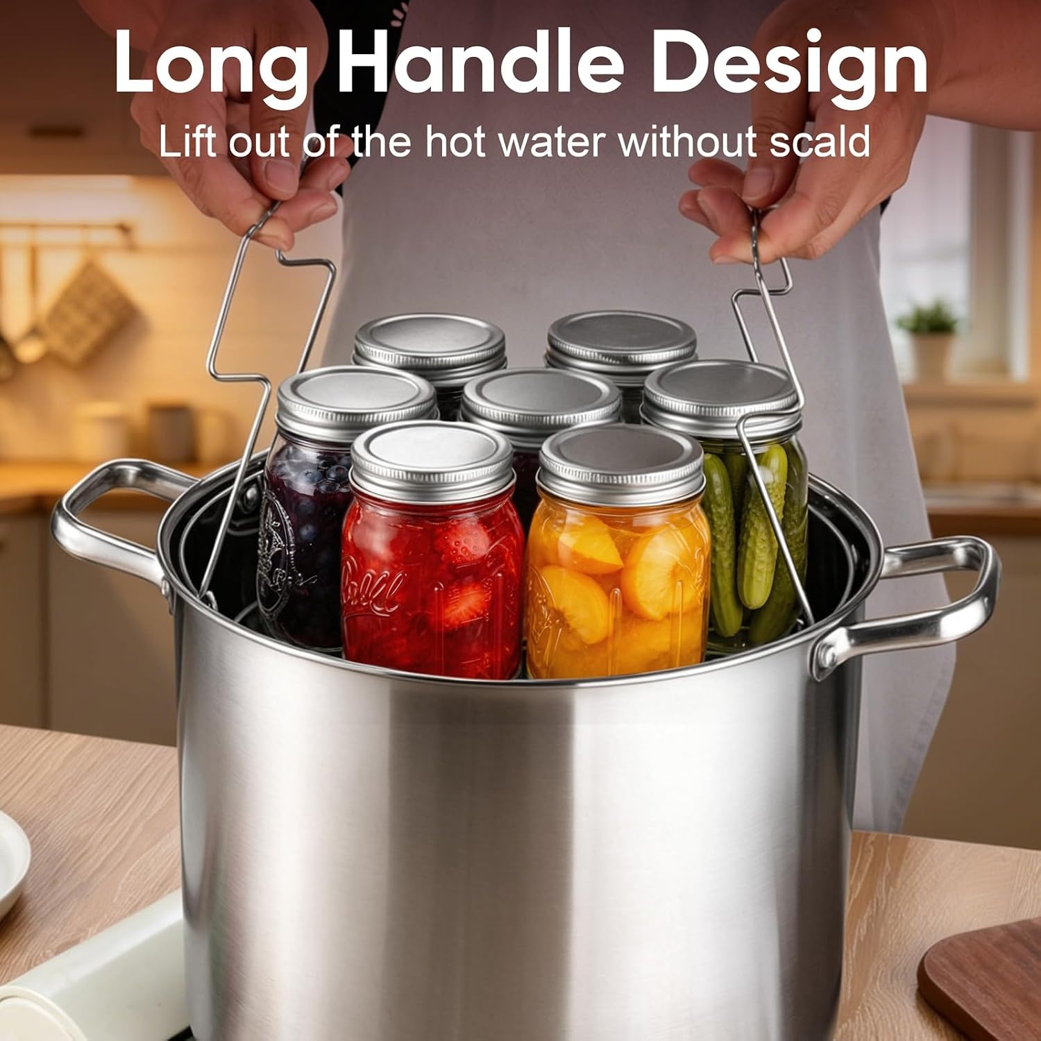 image:imageEfar 114 Stainless Steel Canning Rack Jar Rack for Water Bath Canner Fits Pots 124 Dia amp Up Holds 7 Pint or 6 Quart Jars Jar Lifter with Foldable Handles Reinforced Frame Dishwasher Safe