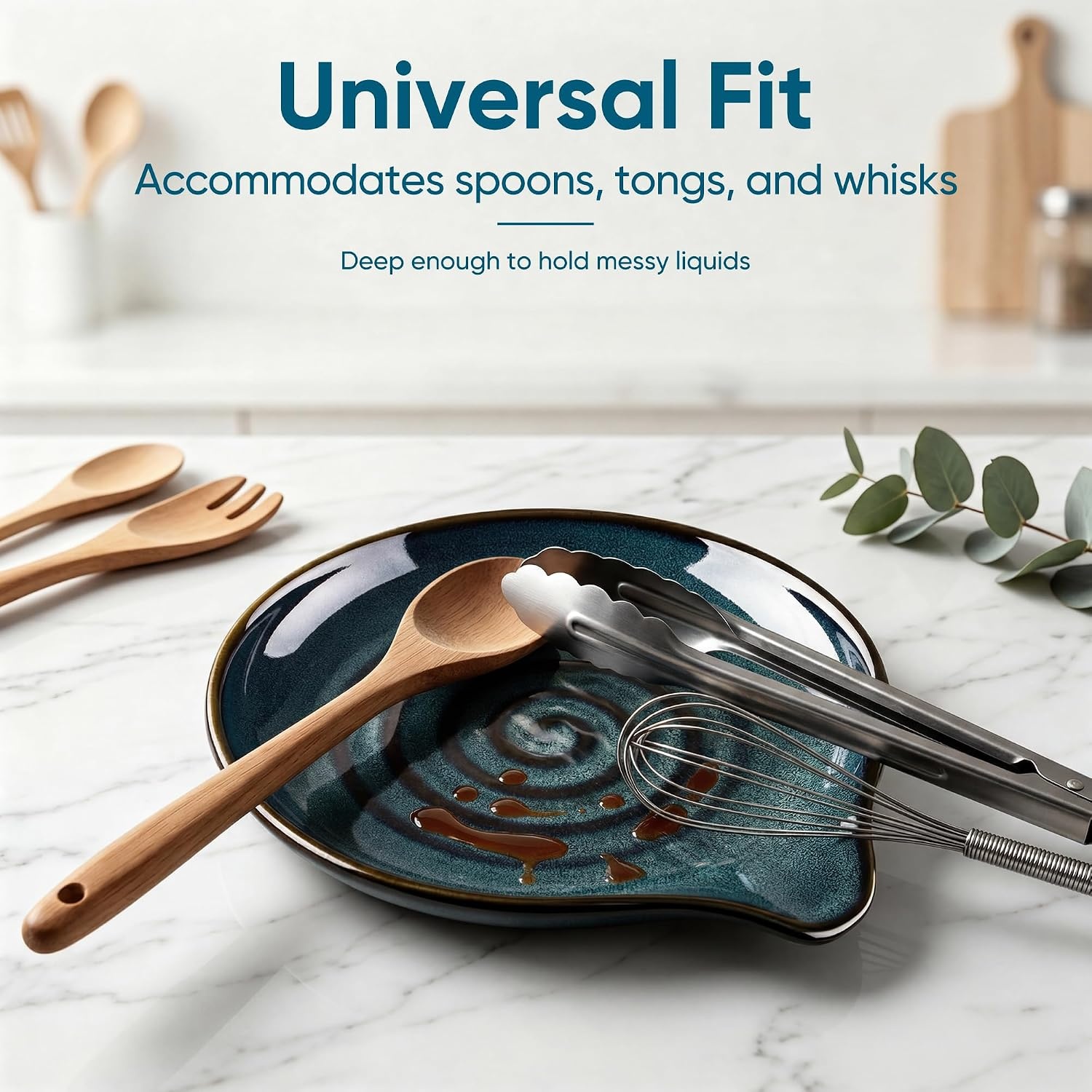 image:imageEfar Spoon Rest Ceramic Spoon Holder for Stove Top HeatResistant 5 Inch Utensils Rest for Coffee Bar amp Kitchen Counter Decor Fits Ladles amp Spatulas Dishwasher Safe Matte BlackBlue
