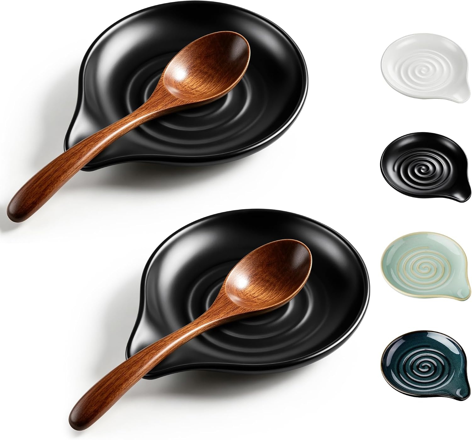 image:imageEfar Spoon Rest Ceramic Spoon Holder for Stove Top HeatResistant 5 Inch Utensils Rest for Coffee Bar amp Kitchen Counter Decor Fits Ladles amp Spatulas Dishwasher Safe Matte BlackBlack