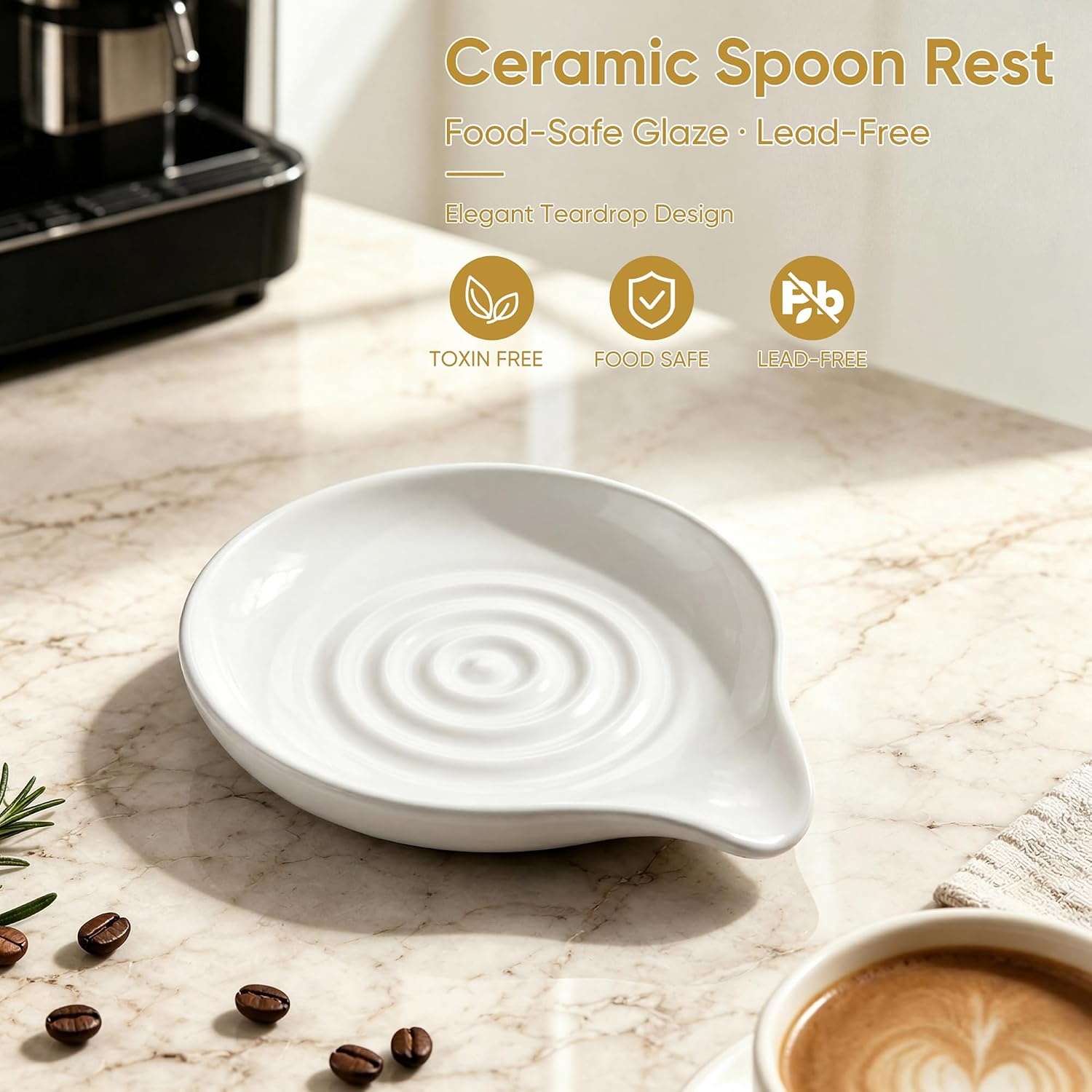 image:imageEfar Spoon Rest Ceramic Spoon Holder for Stove Top HeatResistant 5 Inch Utensils Rest for Coffee Bar amp Kitchen Counter Decor Fits Ladles amp Spatulas Dishwasher Safe Matte BlackWhite