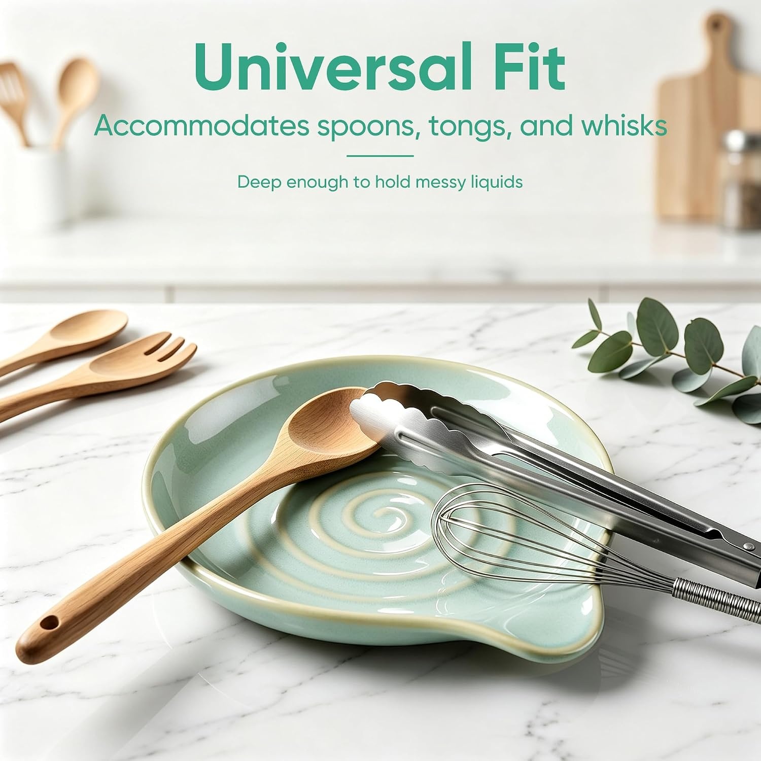 image:imageEfar Spoon Rest Ceramic Spoon Holder for Stove Top HeatResistant 5 Inch Utensils Rest for Coffee Bar amp Kitchen Counter Decor Fits Ladles amp Spatulas Dishwasher Safe Matte BlackGreen