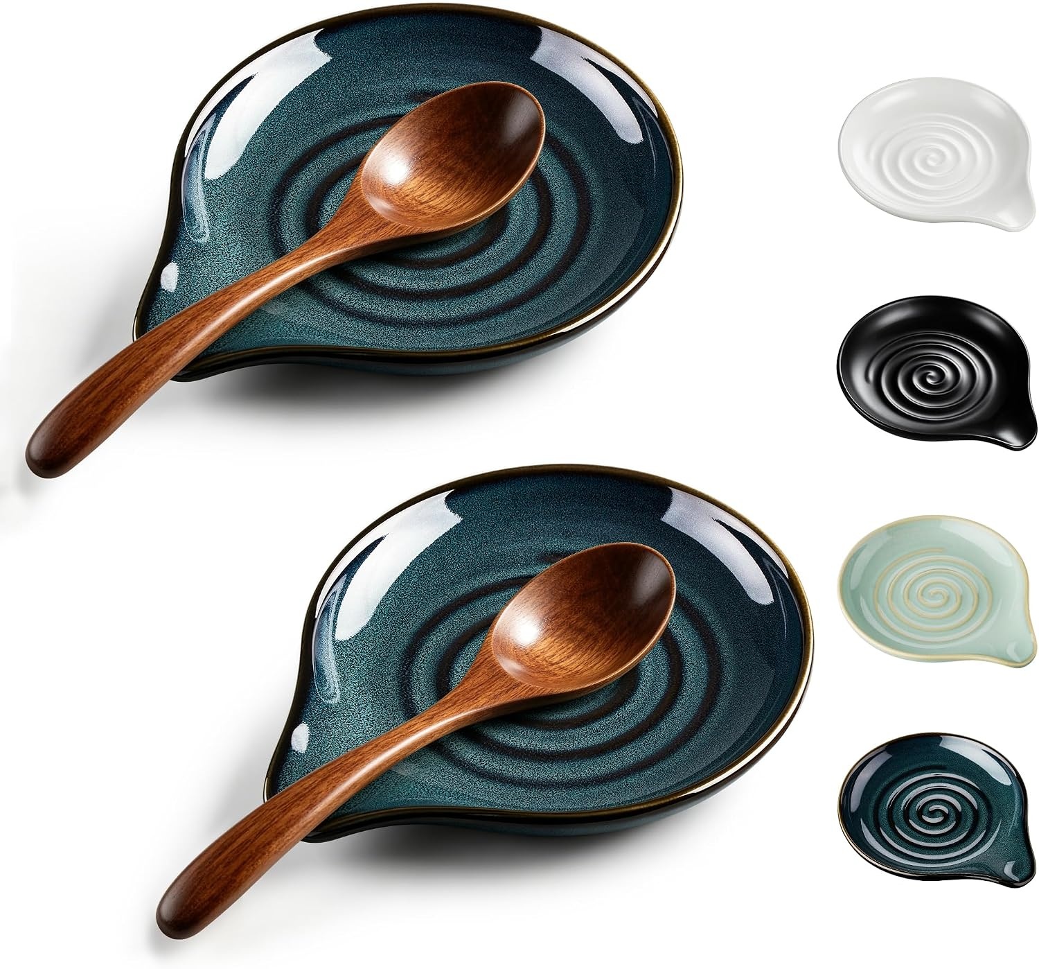 image:imageEfar Spoon Rest Ceramic Spoon Holder for Stove Top HeatResistant 5 Inch Utensils Rest for Coffee Bar amp Kitchen Counter Decor Fits Ladles amp Spatulas Dishwasher Safe Matte BlackBlue