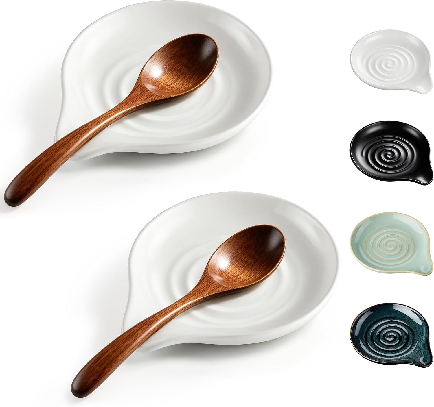 image:imageEfar Spoon Rest Ceramic Spoon Holder for Stove Top HeatResistant 5 Inch Utensils Rest for Coffee Bar amp Kitchen Counter Decor Fits Ladles amp Spatulas Dishwasher Safe Matte BlackWhite