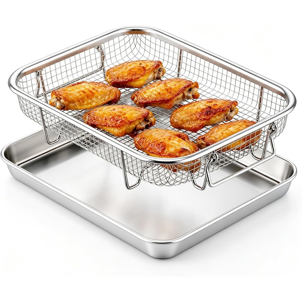 image:imageEfar Air Fryer Basket for Oven Large Air Fryer Basket amp Tray 18 x 13 Stainless Steel Crisper Tray amp Baking Pan for Oven Cooking Broiling Grilling Heavy Duty amp Dishwasher Safe105 x 83