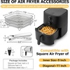 E-far Air Fryer Racks, 7.7×5.3” Rectangle Dual Basket Air Fryer Accessories, 3-Tier Stackable Stainless Steel Cooking Rack Set for Frying Roasting, W/Silicon Feet & Anti-scald Clip, Dishwasher Safe(7.73 inch Square Rack)