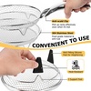 E-far Air Fryer Racks, 7.7×5.3” Rectangle Dual Basket Air Fryer Accessories, 3-Tier Stackable Stainless Steel Cooking Rack Set for Frying Roasting, W/Silicon Feet & Anti-scald Clip, Dishwasher Safe(7.9 inch Round Rack)