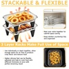E-far Air Fryer Racks, 7.7×5.3” Rectangle Dual Basket Air Fryer Accessories, 3-Tier Stackable Stainless Steel Cooking Rack Set for Frying Roasting, W/Silicon Feet & Anti-scald Clip, Dishwasher Safe(7.7×5.3 inch Rectangle Rack)