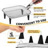 E-far Air Fryer Racks, 7.7×5.3” Rectangle Dual Basket Air Fryer Accessories, 3-Tier Stackable Stainless Steel Cooking Rack Set for Frying Roasting, W/Silicon Feet & Anti-scald Clip, Dishwasher Safe(7.73 inch Square Rack)