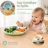 E-far Stainless Steel Toddler Suction Plates, 2 Pack for Baby | 3-Section Divided Kids Plates & Removable Silicone Suction Sleeves, Unbreakable Stainless Steel, Dishwasher Safe(Blue/Pink)(Blue & Green)