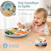 E-far Stainless Steel Toddler Suction Plates, 2 Pack for Baby | 3-Section Divided Kids Plates & Removable Silicone Suction Sleeves, Unbreakable Stainless Steel, Dishwasher Safe(Blue/Pink)(Blue & Pink)
