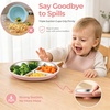 E-far Stainless Steel Toddler Suction Plates, 2 Pack for Baby | 3-Section Divided Kids Plates & Removable Silicone Suction Sleeves, Unbreakable Stainless Steel, Dishwasher Safe(Blue/Pink)(Pink & Gray)