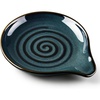 E-far Spoon Rest, Ceramic Spoon Holder for Stove Top, Heat-Resistant | 5 Inch Utensils Rest for Coffee Bar & Kitchen Counter Decor, Fits Ladles & Spatulas, Dishwasher Safe, Matte Black(Blue)