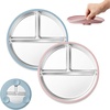 E-far Stainless Steel Toddler Suction Plates, 2 Pack for Baby | 3-Section Divided Kids Plates & Removable Silicone Suction Sleeves, Unbreakable Stainless Steel, Dishwasher Safe(Blue/Pink)(Blue & Pink)