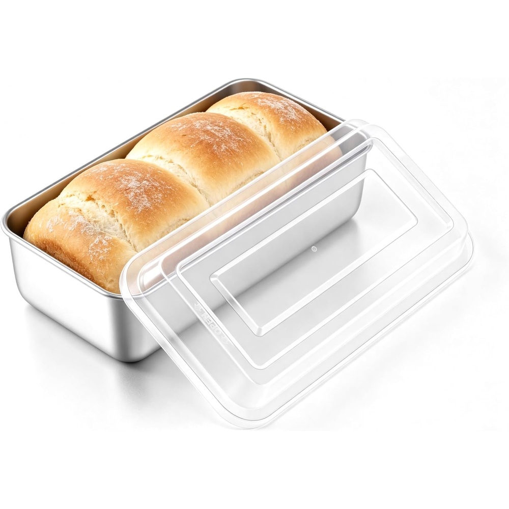 image:imageEfar Loaf Pan with Lids Stainless Steel Bread Pans for Homemade Bread 9 x 5 Inch Rectangle Baking Tins for Sourdough Meatloaf Banana Cake Nontoxic amp Dishwasher Safe Set of 4Set of 1