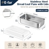 E-far Loaf Pan with Lids, Stainless Steel Bread Pans for Homemade Bread | 9 x 5 Inch Rectangle Baking Tins for Sourdough, Meatloaf, Banana Cake, Nontoxic & Dishwasher Safe – Set of 4(Set of 2)