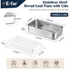 E-far Loaf Pan with Lids, Stainless Steel Bread Pans for Homemade Bread | 9 x 5 Inch Rectangle Baking Tins for Sourdough, Meatloaf, Banana Cake, Nontoxic & Dishwasher Safe – Set of 4(Set of 4)