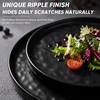 E-far Stoneware Dinnerware Set, 12-Piece White Plates and Bowls Sets for 4 | Modern Ripple Design Dishes Set for Kitchen Dining , Chip & Scratch Resistant, Microwave & Dishwasher Safe, Speckled White(Matte Black)