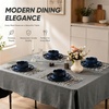 E-far Stoneware Dinnerware Set, 12-Piece White Plates and Bowls Sets for 4 | Modern Ripple Design Dishes Set for Kitchen Dining , Chip & Scratch Resistant, Microwave & Dishwasher Safe, Speckled White(Starry Blue)
