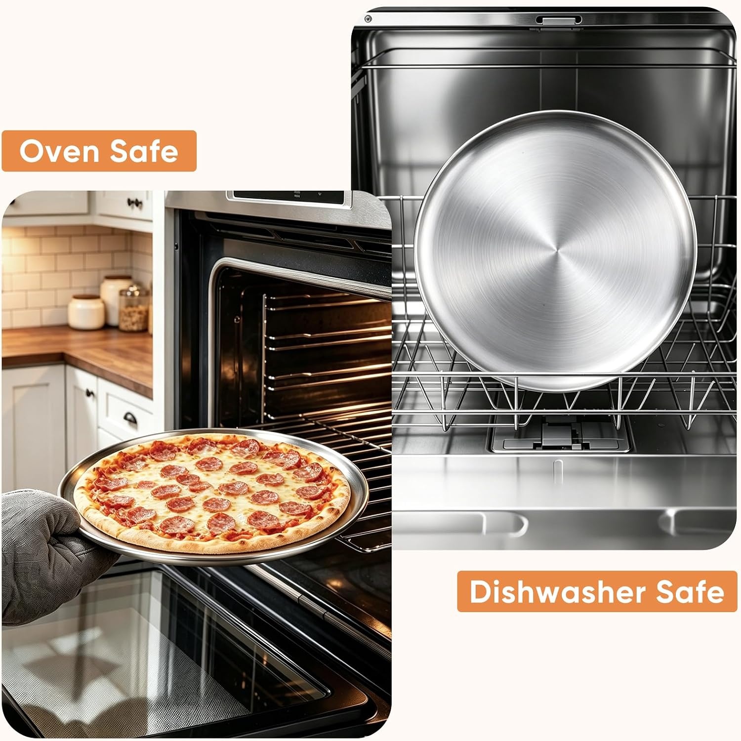 image:imageEfar 16 Stainless Steel Pizza Pan for Oven Pizza Baking Tray Set of 2 Large Metal Pizza Plate Heavyduty Round Baking Sheet Healthy amp Nontoxic Rustresistant amp Dishwasher Safe2