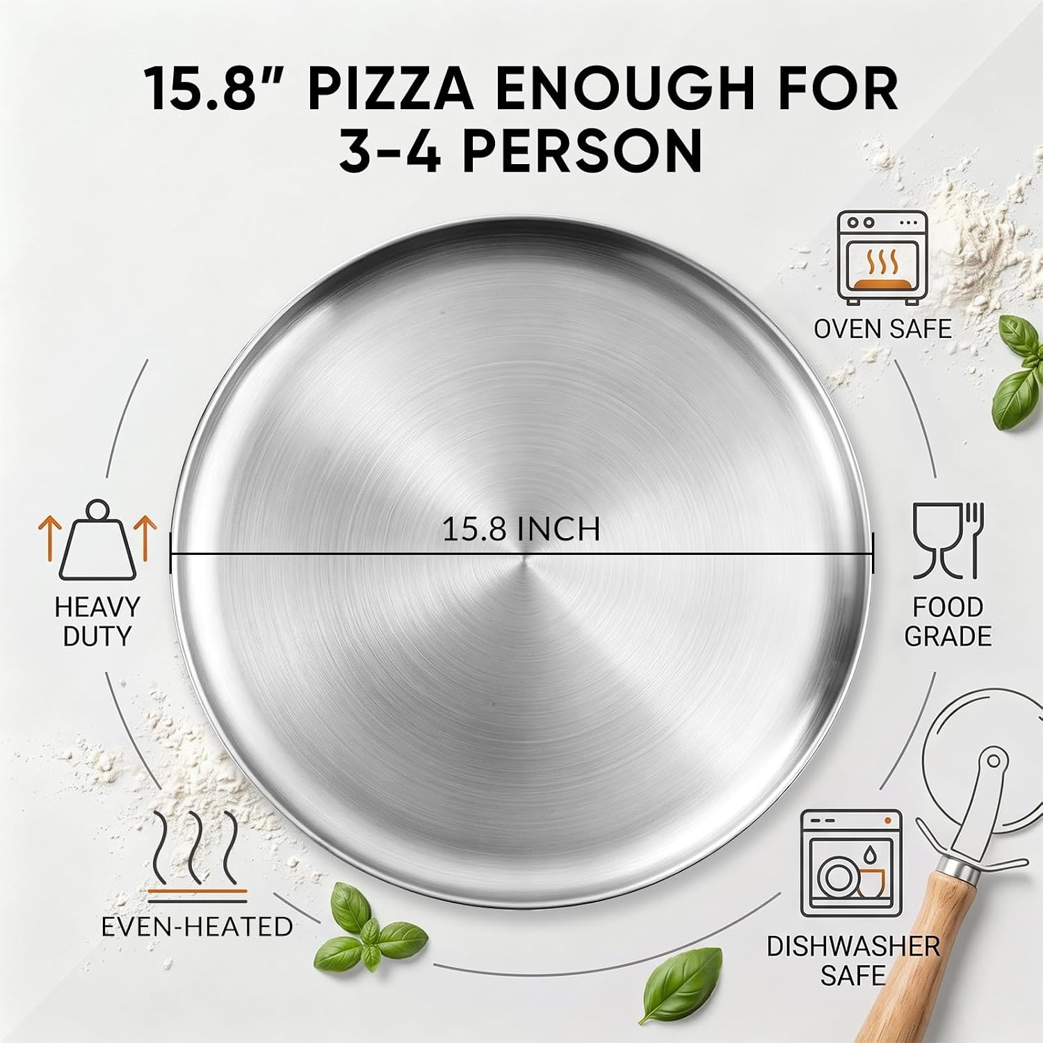 image:imageEfar 16 Stainless Steel Pizza Pan for Oven Pizza Baking Tray Set of 2 Large Metal Pizza Plate Heavyduty Round Baking Sheet Healthy amp Nontoxic Rustresistant amp Dishwasher Safe1