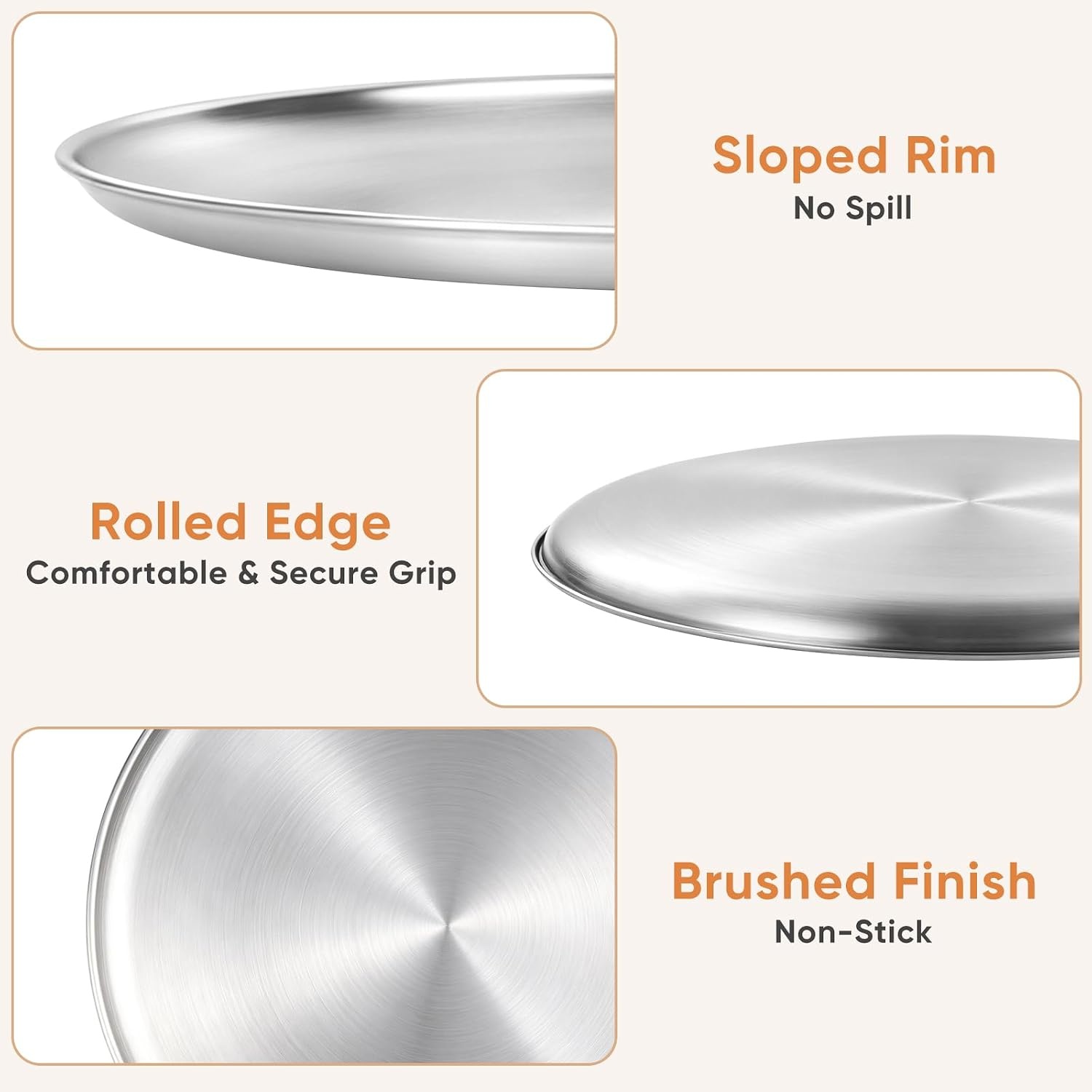 image:imageEfar 16 Stainless Steel Pizza Pan for Oven Pizza Baking Tray Set of 2 Large Metal Pizza Plate Heavyduty Round Baking Sheet Healthy amp Nontoxic Rustresistant amp Dishwasher Safe1