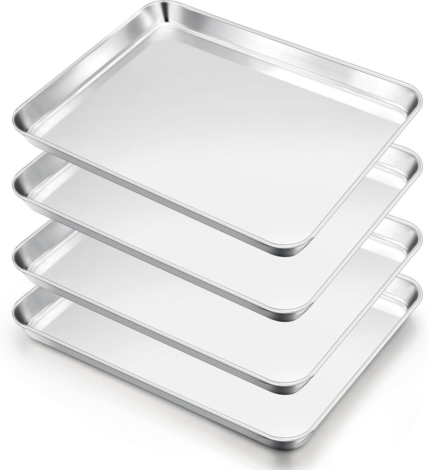 image:imageEfar Stainless Steel Baking Sheet 4 Pack 9x13 Cookie Sheets for Baking Stainless Steel Sheet Cake Pan Nontoxic Baking Trays for Oven Cooking Healthy amp Rust Free Easy Clean amp Dishwasher Safe4