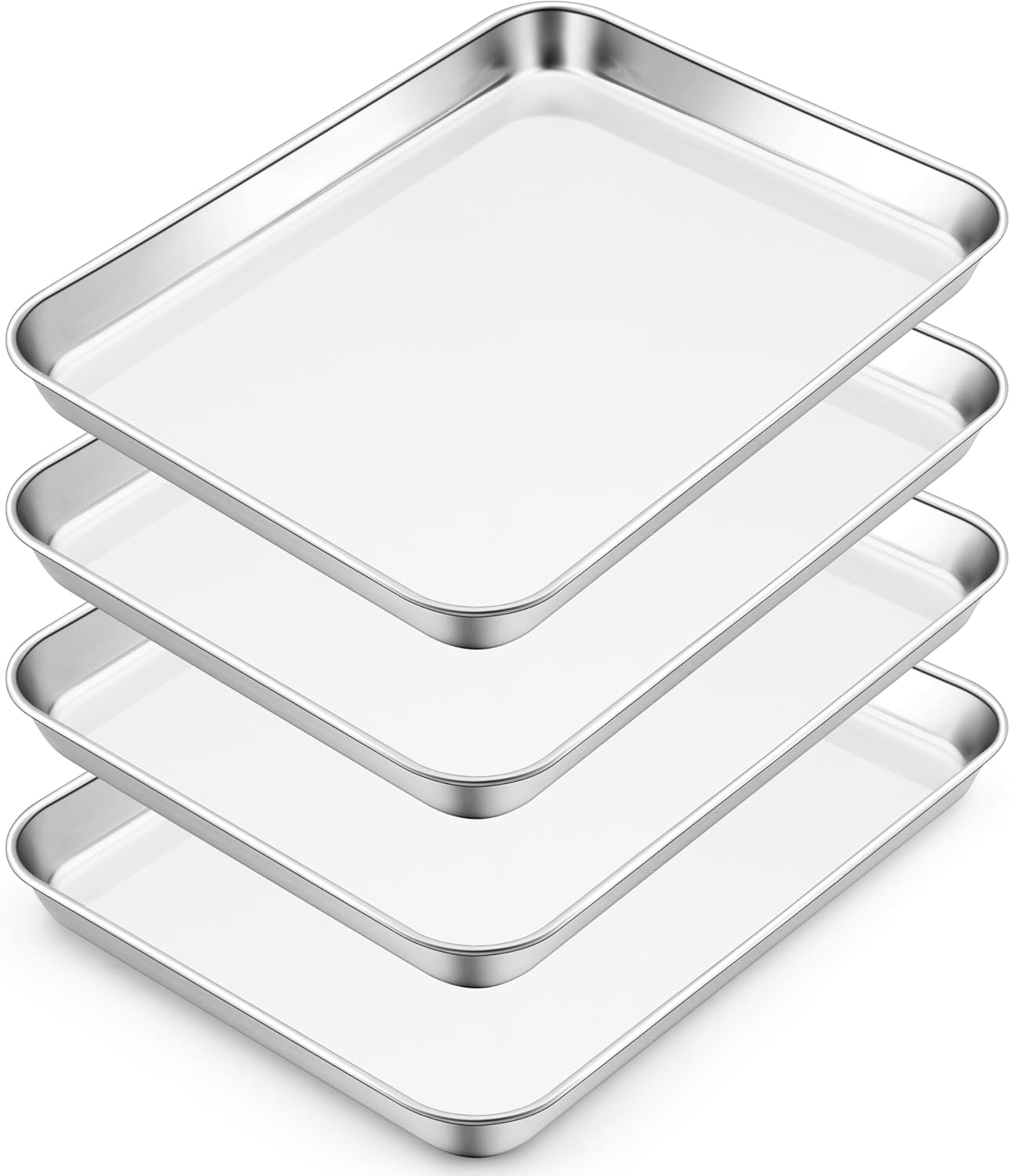 image:imageEfar Stainless Steel Baking Sheet 4 Pack 9x13 Cookie Sheets for Baking Stainless Steel Sheet Cake Pan Nontoxic Baking Trays for Oven Cooking Healthy amp Rust Free Easy Clean amp Dishwasher Safe4