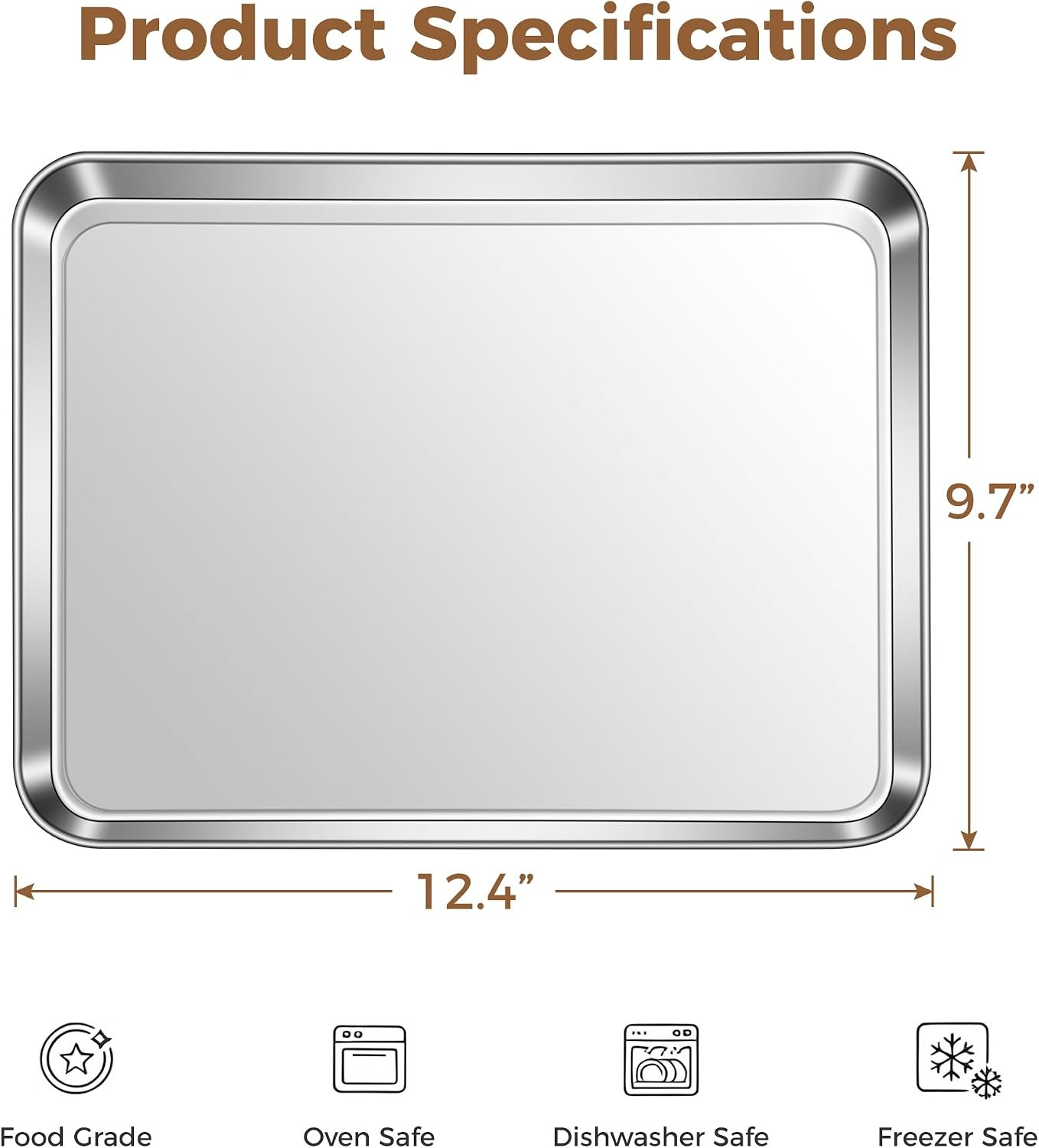 image:imageEfar Stainless Steel Baking Sheet 4 Pack 9x13 Cookie Sheets for Baking Stainless Steel Sheet Cake Pan Nontoxic Baking Trays for Oven Cooking Healthy amp Rust Free Easy Clean amp Dishwasher Safe4