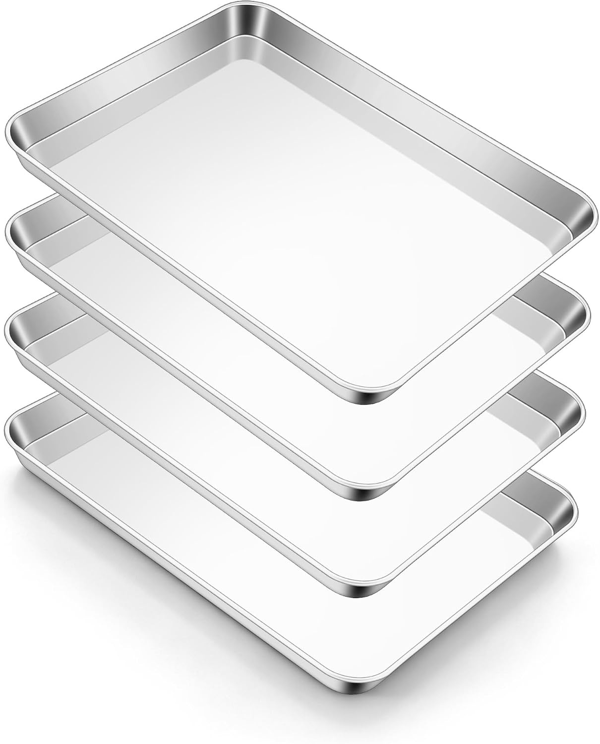 image:imageEfar Stainless Steel Baking Sheet 4 Pack 9x13 Cookie Sheets for Baking Stainless Steel Sheet Cake Pan Nontoxic Baking Trays for Oven Cooking Healthy amp Rust Free Easy Clean amp Dishwasher Safe4