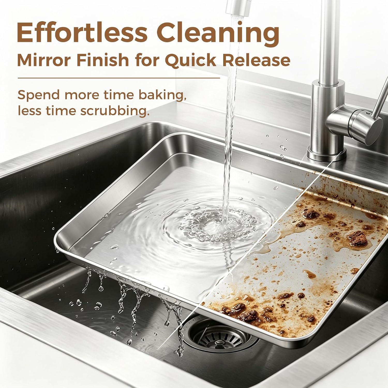 image:imageEfar Stainless Steel Baking Sheet 4 Pack 9x13 Cookie Sheets for Baking Stainless Steel Sheet Cake Pan Nontoxic Baking Trays for Oven Cooking Healthy amp Rust Free Easy Clean amp Dishwasher Safe4