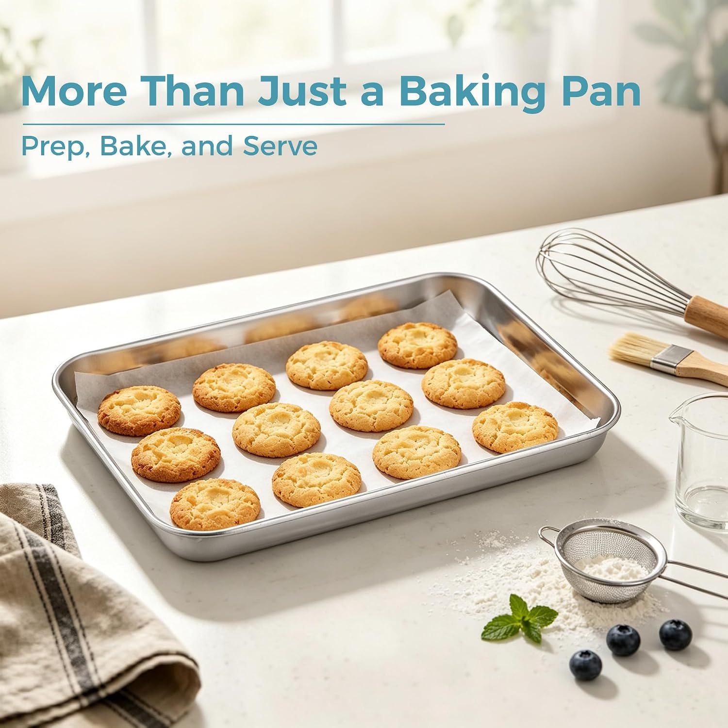 image:imageEfar Stainless Steel Baking Sheet 4 Pack 9x13 Cookie Sheets for Baking Stainless Steel Sheet Cake Pan Nontoxic Baking Trays for Oven Cooking Healthy amp Rust Free Easy Clean amp Dishwasher Safe4