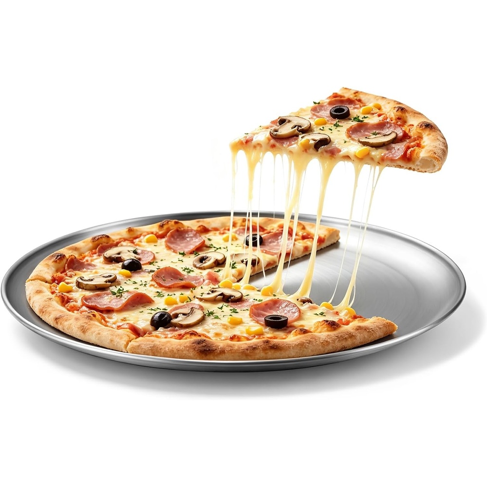 image:imageEfar 135 Stainless Steel Pizza Pan for Oven Pizza Baking Tray Plate  Metal Pizza Plate Heavyduty Round Baking Sheet Healthy amp Nontoxic Rustresistant amp Dishwasher Safe1