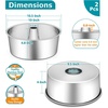 E-far 10-Inch Angel Food Cake Pan, Stainless Steel Tube Pan for Baking | Ideal for Pound Chiffon Cake, One-piece Design & Non-toxic, Dishwasher Safe(2 Pieces)