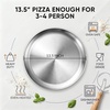 E-far 13.5” Stainless Steel Pizza Pan for Oven, Pizza Baking Tray Plate | Metal Pizza Plate, Heavy-duty Round Baking Sheet, Healthy & Non-toxic, Rust-resistant & Dishwasher Safe(1)
